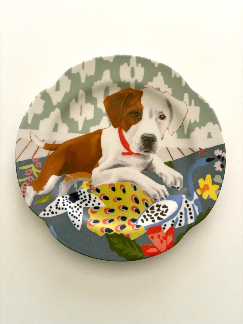 Anthropologie "Mae Flowers" collection by Jay McClellan Studio Plate Dog